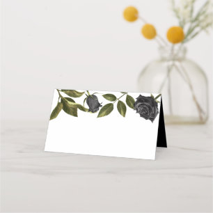 Gothic Black Flower Bröllop Food Tält Placeringskort