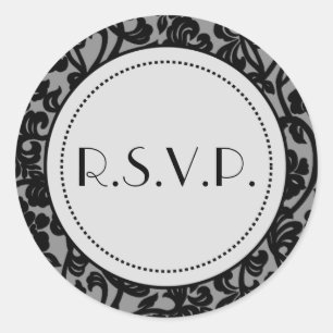 Gothic Black & Grått Flourish Kuvert Seals Runt Klistermärke