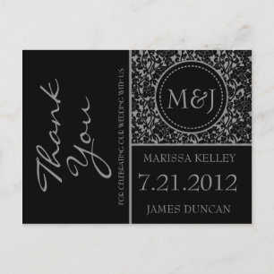 Gothic Black/Grått Flourish Tack Vykort