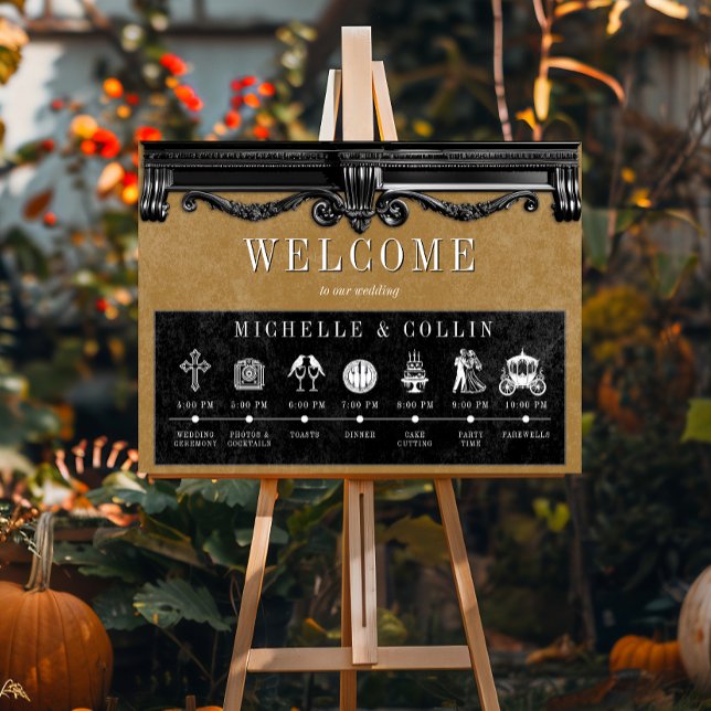 Gothic Black & Guld Events-ordningen Bröllop Poster (Skapare uppladdad)