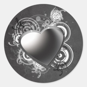 Gothic Black Heart Sticker Runt Klistermärke