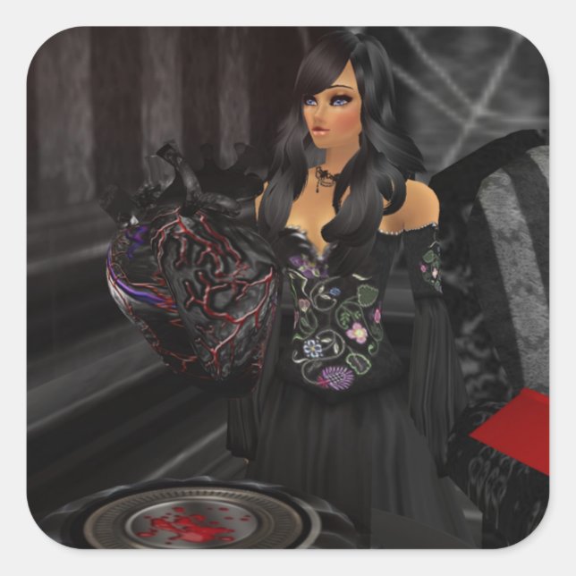 Gothic Black Heart Stickers Fyrkantigt Klistermärke (Framsida)