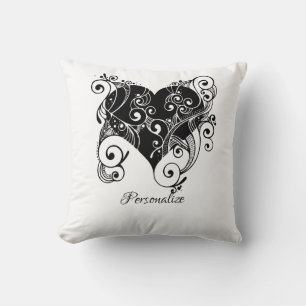 Gothic Black Heart Tattoo Art Design Personlig Kudde
