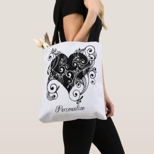 Gothic Black Heart Tattoo Art Design Personlig Tygkasse