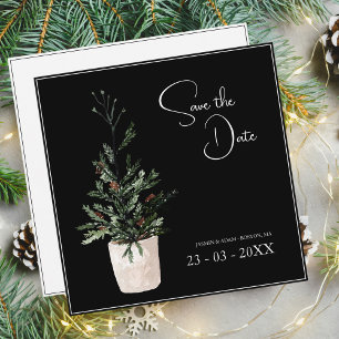 Gothic Black Julgran Festive Bröllop Spara Datumet