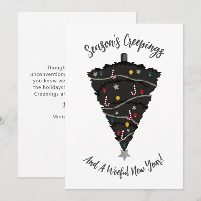 Gothic Black Julgran Helgdag Card Julkort (Fram/baksida)