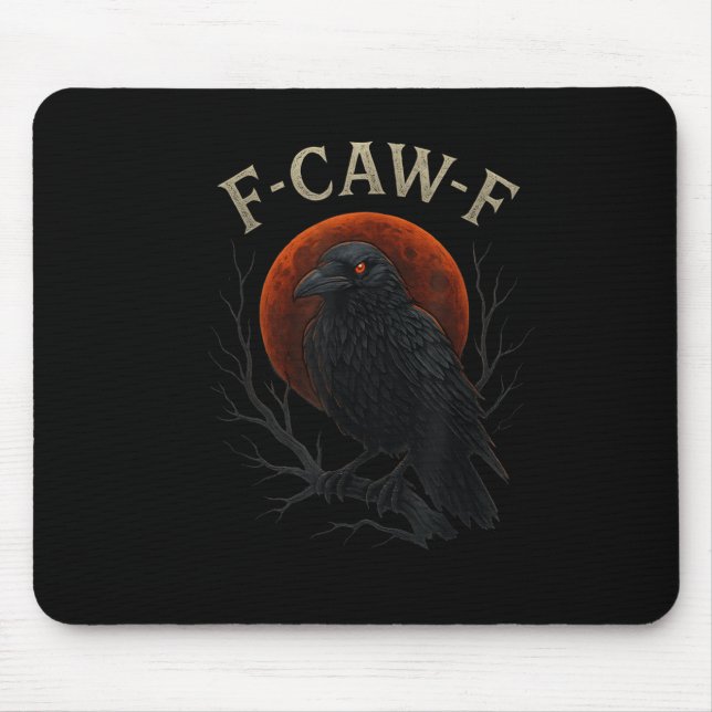 Gothic Black Kråka F-caw-f Raven Funny Red Måne Sa Musmatta (Framsidan)
