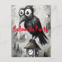 Gothic Black Kråka Spooky Halloween fest Vykort