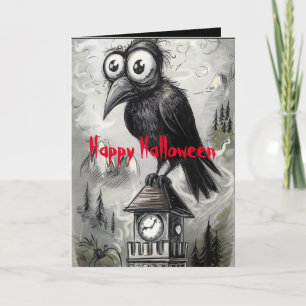 Gothic Black Kråka & Torn Taloky Halloween Kort