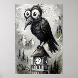 Gothic Black Kråka & Torn Taloky Halloween Poster