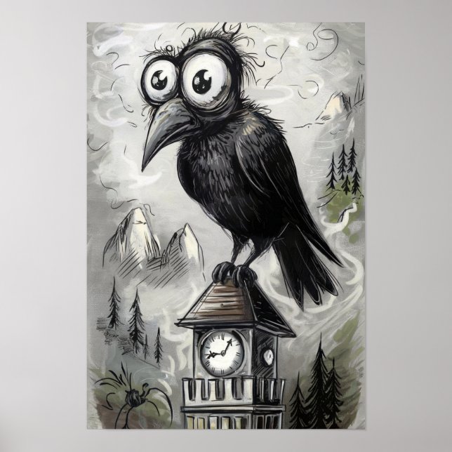 Gothic Black Kråka & Torn Taloky Halloween Poster (Framsidan)