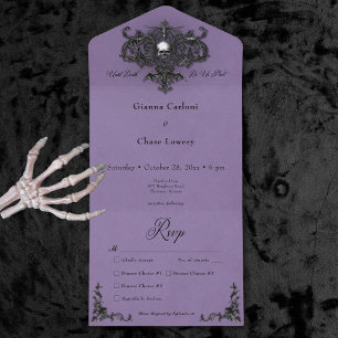 Gothic Black & Lila Halloween Filigree Middag
