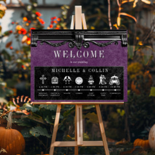 Gothic Black & Lila Order of Events Bröllop Post Poster