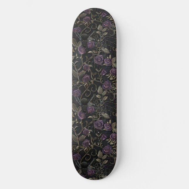 Gothic Black Lila Ro och Spiders Skateboard (Framsida)