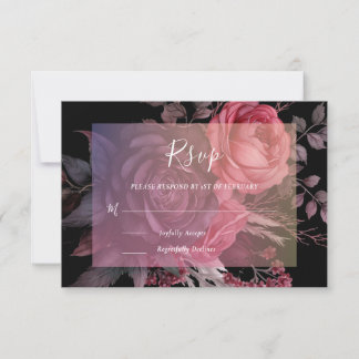 Gothic Black Moody Mörk Blommigt Bröllop OSA Kort