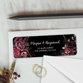 Gothic Black Mörk Blommigt Bröllop Returadress Returadress Etikett