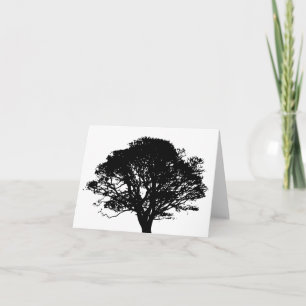 Gothic Black Oak Träd Silhouette Fine Art Teckning Kort