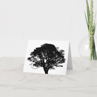 Gothic Black Oak Träd Silhouette Fine Art Teckning Kort