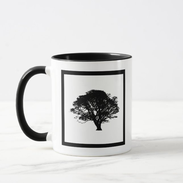 Gothic Black Oak Träd Silhouette Fine Art Teckning Mugg (Vänster)