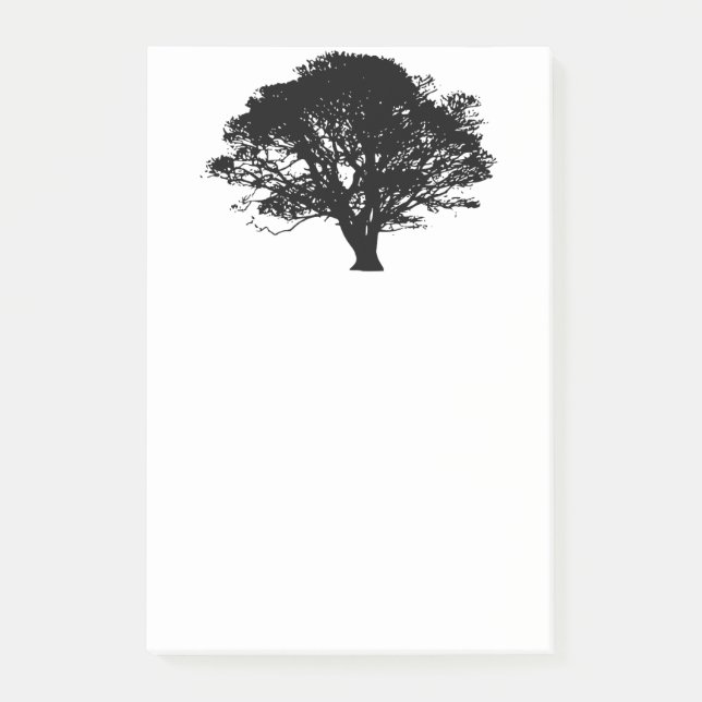 Gothic Black Oak Träd Silhouette Fine Art Teckning Post-it Block (Framsida)