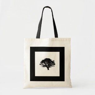 Gothic Black Oak Träd Silhouette Fine Art Teckning Tygkasse