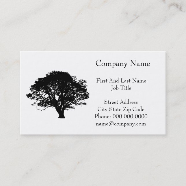Gothic Black Oak Träd Silhouette Fine Art Teckning Visitkort (Framsida)