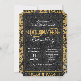 Gothic Black och Guld Halloween fest Inbjudningar