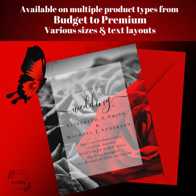 Gothic Black och Röd ros Goth Wedding bjudes in (Skapare uppladdad)