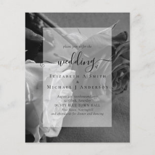 Gothic Black och Vit ros Goth Wedding bjudes in Flygblad