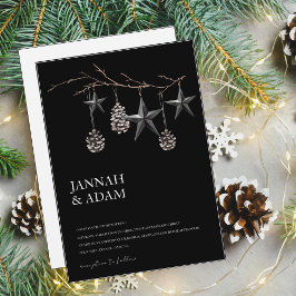 Gothic Black Pinecones Stars jul Bröllop Inbjudningar