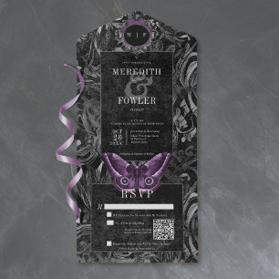 Gothic Black Purple Filigree Moth QR-kod