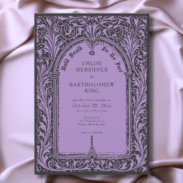 Gothic Black Purple Medieval Until Death Wedding Inbjudningar