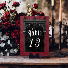 Gothic Black Raven & Black Arch Vin Bröllop Bordsnummer