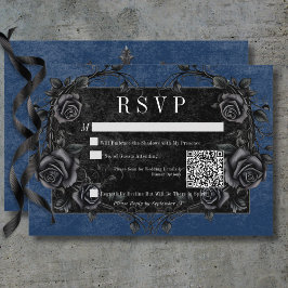 Gothic Black Raven & Black Ro Blue QR-kod OSA Kort