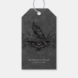 Gothic Black Raven & Black Ro Bröllop Presentetikett