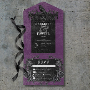 Gothic Black Raven & Black Ro Lila 3 Middag