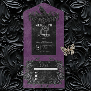 Gothic Black Raven & Black Ro Lila nr middag