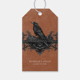 Gothic Black Raven & Black Ro Rust Bröllop Presentetikett