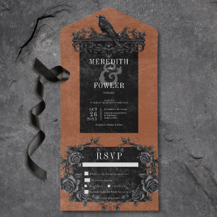 Gothic Black Raven & Black Ro Rust Dinner