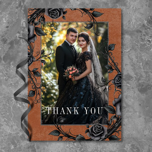 Gothic Black Raven Black Ro Rust Photo Bröllop Tack Kort