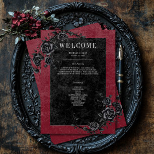 Gothic Black Raven & Black Ro Vin Bröllop Program