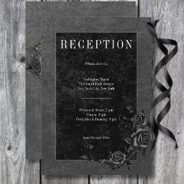 Gothic Black Raven & Black Ro Wedding Reception Tilläggskort