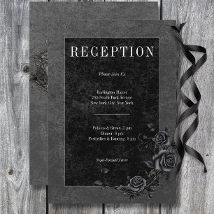 Gothic Black Raven & Black Ro Wedding Reception Tilläggskort