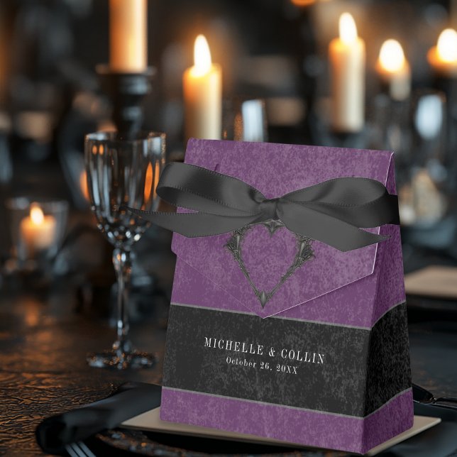 Gothic Black Raven & Black Roses Purple Wedding Presentaskar (Skapare uppladdad)