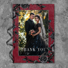 Gothic Black Raven Black Roses Wine Photo Wedding Tack Kort