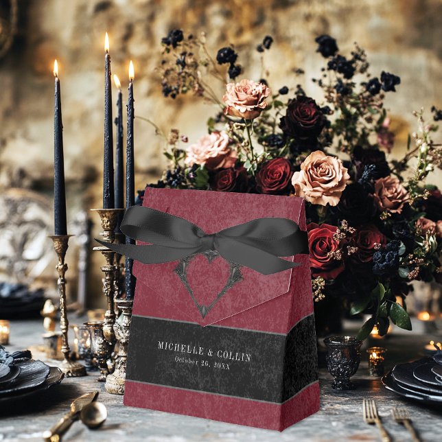 Gothic Black Raven & Black Roses Wine Wedding Presentaskar (Skapare uppladdad)