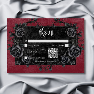 Gothic Black Raven & Ro Burgundy QR-kod OSA Kort