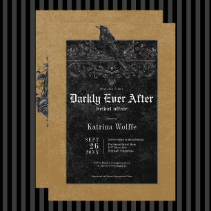 Gothic Black Raven & Ro Guld Möhippa Inbjudningar