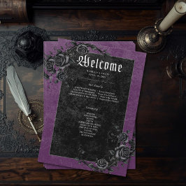 Gothic Black Raven & Ro Lila Bröllop Program