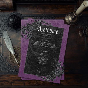 Gothic Black Raven & Ro Lila Bröllop Program